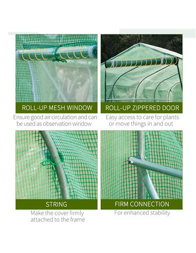 Outsunny Walk in Polytunnel Greenhouse with Windows and Door for Garden, Backyard (3 x 2M) 845-148