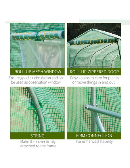 Outsunny Walk in Polytunnel Greenhouse with Windows and Door for Garden, Backyard (3 x 2M) 845-148 - pic 37709 | FastDaddyshop