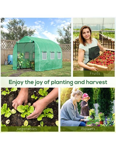 Outsunny Walk in Polytunnel Greenhouse with Windows and Door for Garden, Backyard (3 x 2M) 845-148