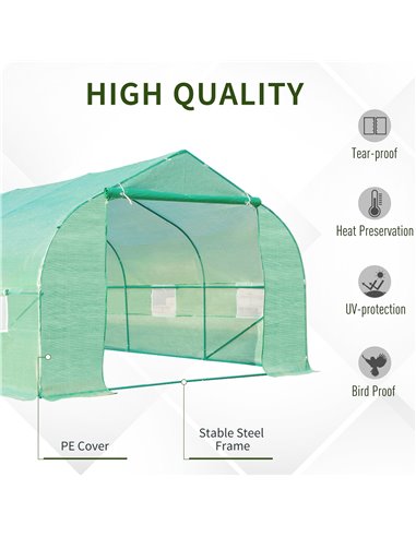 Outsunny 6 x 3 m Large Walk-In Garden Polytunnel Greenhouse, Green 845-011