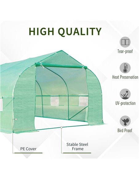 Outsunny 6 x 3 m Large Walk-In Garden Polytunnel Greenhouse, Green 845-011 - pic 37716 | FastDaddyshop