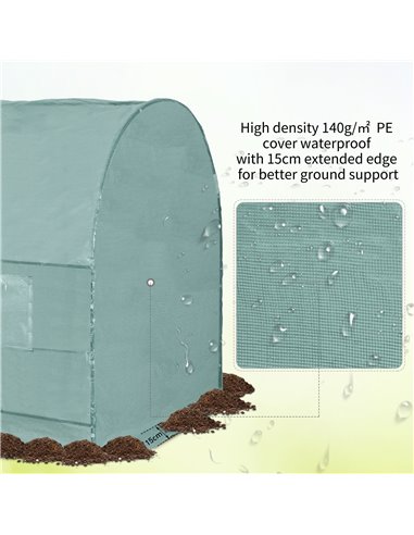 Outsunny Walk-In Greenhouse Reinforced Polytunnel Greenhouse Garden Plants Grow Waterproof Cover Galvanised Base w/ Slide Door, 