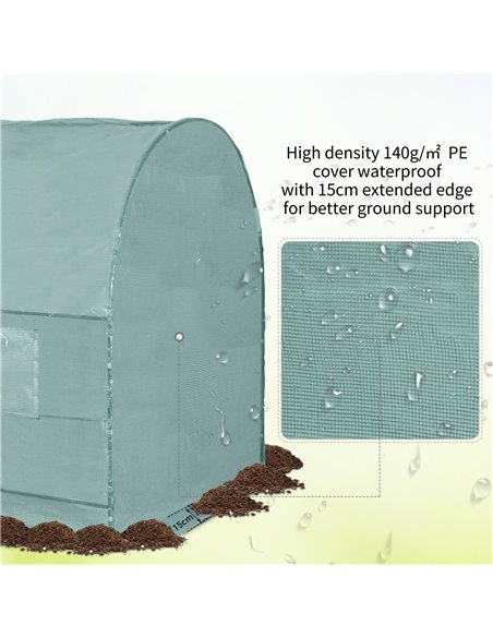 Outsunny Walk-In Greenhouse Reinforced Polytunnel Greenhouse Garden Plants Grow Waterproof Cover Galvanised Base w/ Slide Door,  - pic 37725 | FastDaddyshop