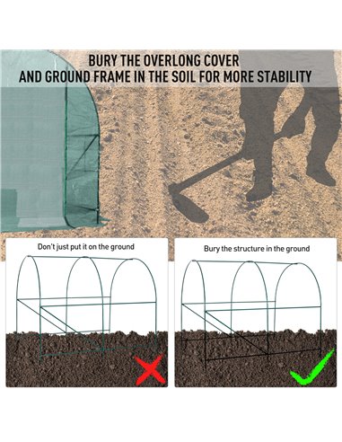 Outsunny Walk-In Greenhouse Reinforced Polytunnel Greenhouse Garden Plants Grow Waterproof Cover Galvanised Base w/ Slide Door, 