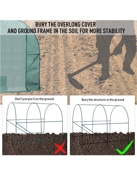 Outsunny Walk-In Greenhouse Reinforced Polytunnel Greenhouse Garden Plants Grow Waterproof Cover Galvanised Base w/ Slide Door,  - pic 37726 | FastDaddyshop