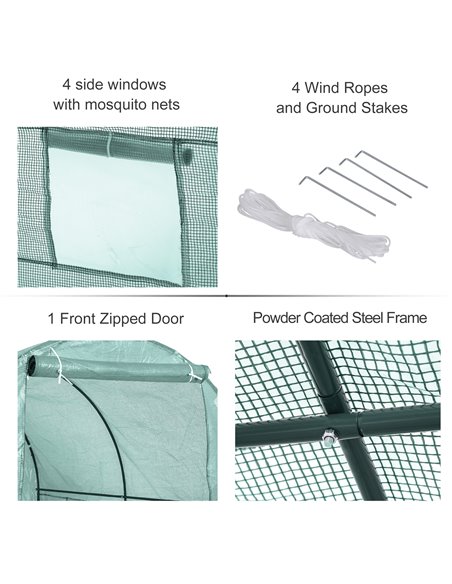 Outsunny Walk-In Greenhouse Reinforced Polytunnel Greenhouse Garden Plants Grow Waterproof Cover Galvanised Base w/ Slide Door,  - pic 37727 | FastDaddyshop
