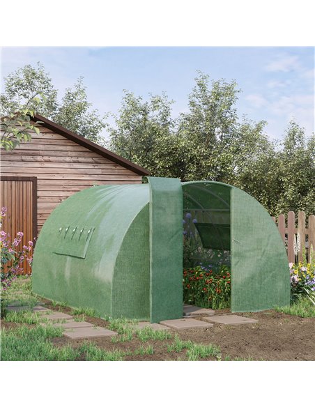 Outsunny 4 x 3 x 2 m Reinforced Polytunnel  Walk-In Greenhouse, Green 845-142 - pic 37732 | FastDaddyshop