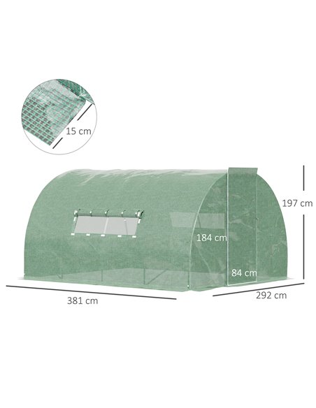 Outsunny 4 x 3 x 2 m Reinforced Polytunnel  Walk-In Greenhouse, Green 845-142 - pic 37733 | FastDaddyshop