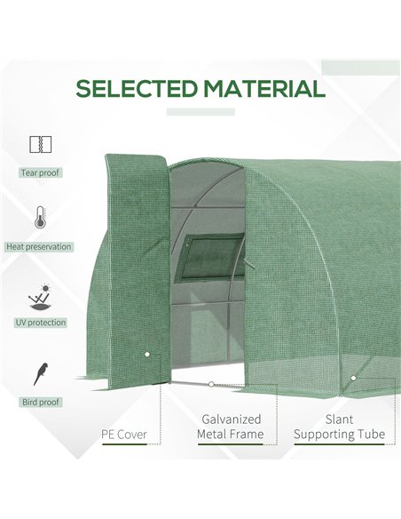Outsunny 4 x 3 x 2 m Reinforced Polytunnel  Walk-In Greenhouse, Green 845-142 - pic 37734 | FastDaddyshop
