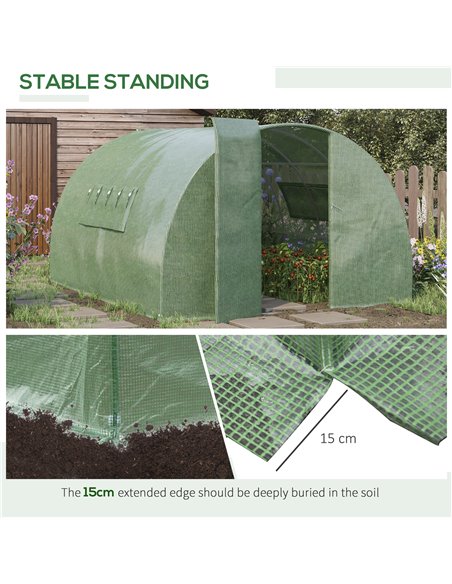 Outsunny 4 x 3 x 2 m Reinforced Polytunnel  Walk-In Greenhouse, Green 845-142 - pic 37735 | FastDaddyshop