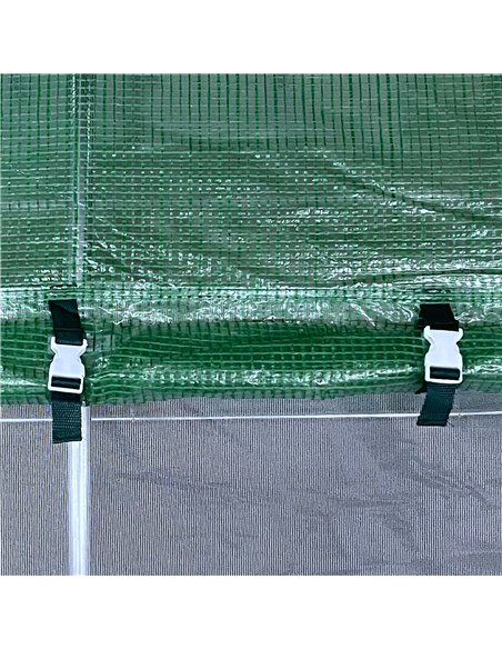 Outsunny 4 x 3 x 2 m Walk-In Greenhouse Reinforced Polytunnel Greenhouse with Metal Hinged Door, Steel Frame and Mesh Windows, G - pic 37738 | FastDaddyshop