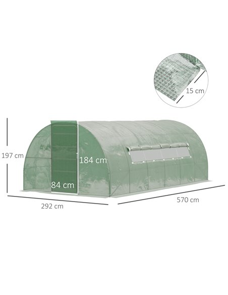Outsunny Reinforced Polytunnel Greenhouse (3 x 6M), Green 845-143 - pic 37742 | FastDaddyshop