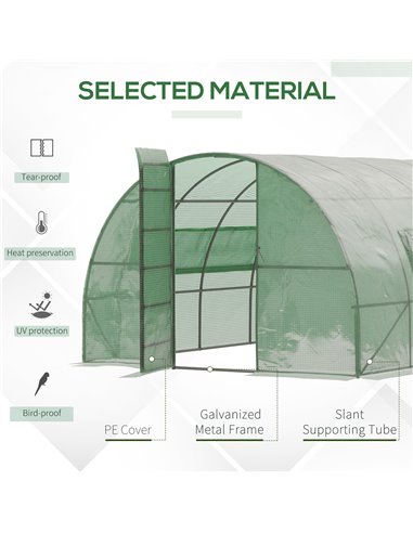 Outsunny Reinforced Polytunnel Greenhouse (3 x 6M), Green 845-143