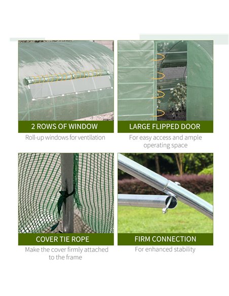 Outsunny Reinforced Polytunnel Greenhouse with Metal Hinged Door, 25mm Diameter Galvanised Steel Frame & Mesh Windows (3 x 6M) 8 - pic 37744 | FastDaddyshop