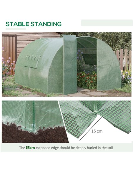 Outsunny Reinforced Polytunnel Greenhouse with Metal Hinged Door, 25mm Diameter Galvanised Steel Frame & Mesh Windows (3 x 6M) 8 - pic 37745 | FastDaddyshop