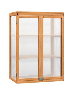 Outsunny 3-tier Garden Wood Polycarbonate Greenhouse, Natural 845-135