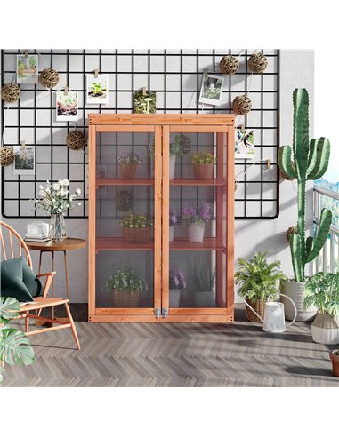 Outsunny 3-tier Garden Wood Polycarbonate Greenhouse, Natural 845-135