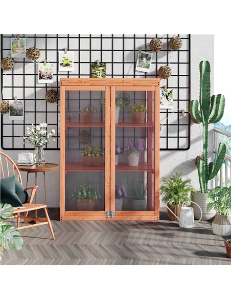 Outsunny 3-tier Garden Wood Polycarbonate Greenhouse, Natural 845-135 - pic 37750 | FastDaddyshop