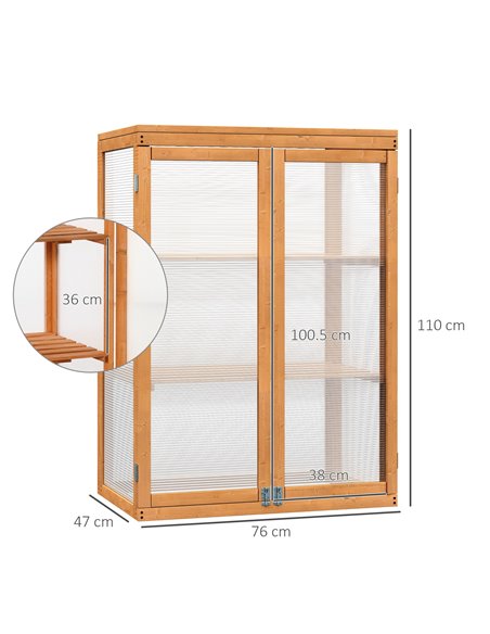 Outsunny 3-tier Garden Wood Polycarbonate Greenhouse, Natural 845-135 - pic 37751 | FastDaddyshop