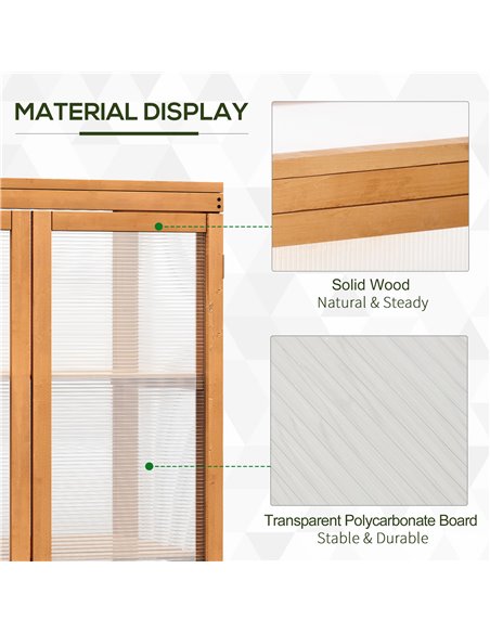 Outsunny 3-tier Garden Wood Polycarbonate Greenhouse, Natural 845-135 - pic 37752 | FastDaddyshop