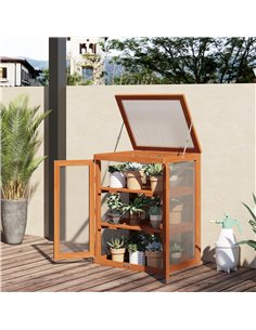Outsunny 3-tier Garden Wood Polycarbonate Greenhouse, Orange 845-136 2