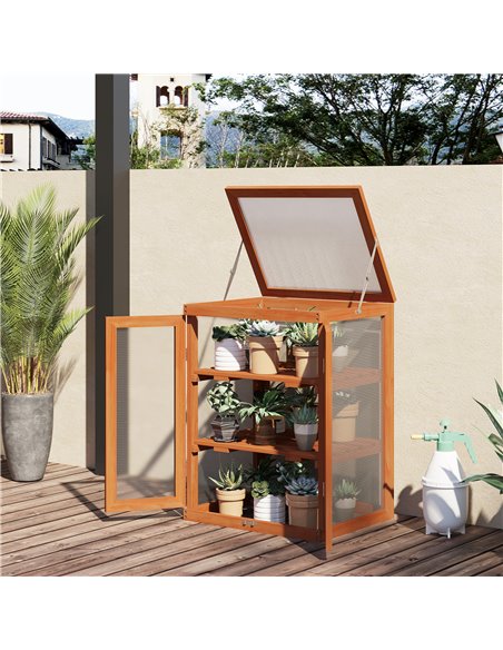 Outsunny 3-tier Garden Wood Polycarbonate Greenhouse, Orange 845-136 - pic 37759 | FastDaddyshop