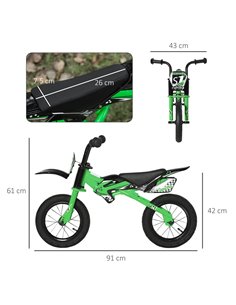 HOMCOM 12" Kids Balance Bike, No Pedal Training Bicycle Green 2
