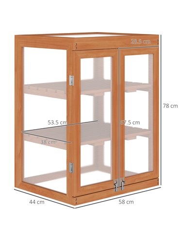Outsunny 3-tier Wood Greenhouse Garden Polycarbonate Cold Frame Grow House w/ Storage Shelf for Plants, Flowers, Orange 845-136
