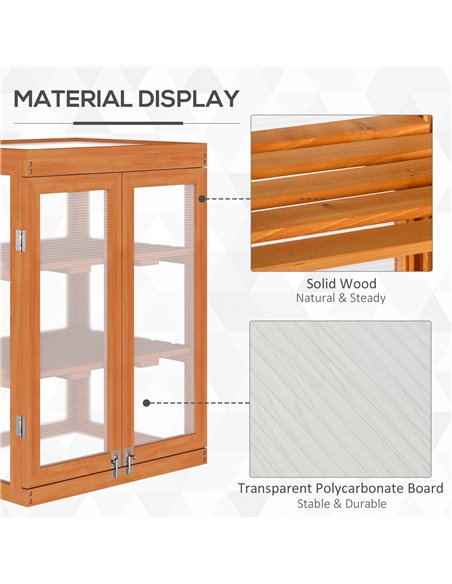 Outsunny 3-tier Wood Greenhouse Garden Polycarbonate Cold Frame Grow House w/ Storage Shelf for Plants, Flowers, Orange 845-136 - pic 37761 | FastDaddyshop