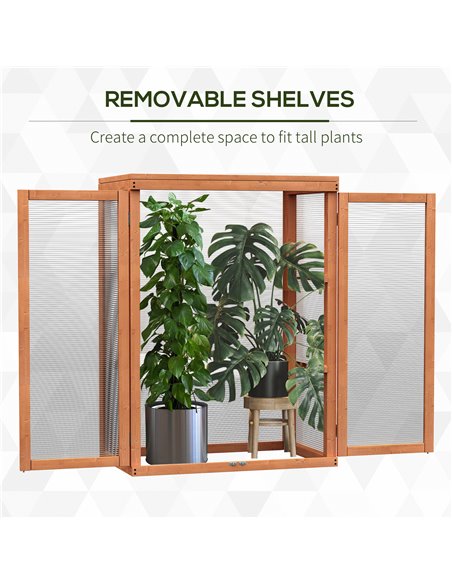 Outsunny 3-tier Wood Greenhouse Garden Polycarbonate Cold Frame Grow House w/ Storage Shelf for Plants, Flowers, Orange 845-136 - pic 37764 | FastDaddyshop