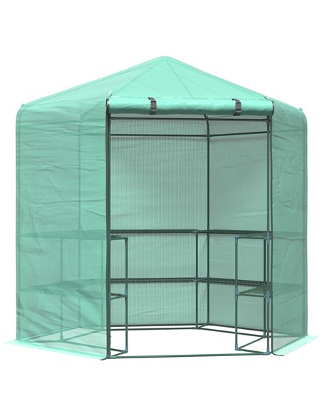 Outsunny Hexagon Walk In Garden Greenhouse, Green 01-0470 - pic 37767 | FastDaddyshop