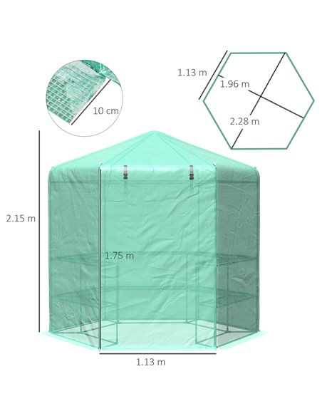 Outsunny  Hexagon Walk In Garden Greenhouse PE Planter Flower Growth with Zipped Door 225 x 194 x 215H cm 01-0470 - pic 37769 | FastDaddyshop
