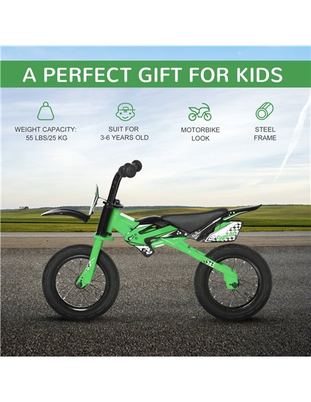 HOMCOM 12" Kids Balance Bike, No Pedal Training Bicycle Green - pic 3777 | FastDaddyshop
