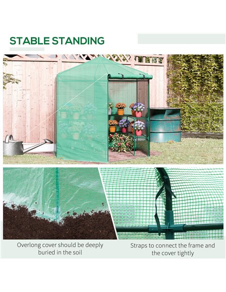 Outsunny  Hexagon Walk In Garden Greenhouse PE Planter Flower Growth with Zipped Door 225 x 194 x 215H cm 01-0470 - pic 37771 | FastDaddyshop