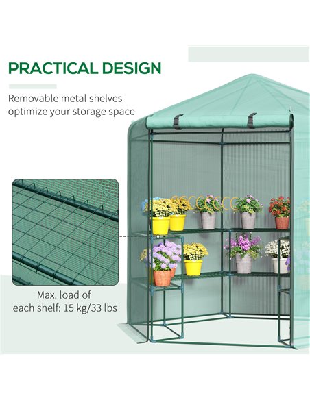 Outsunny  Hexagon Walk In Garden Greenhouse PE Planter Flower Growth with Zipped Door 225 x 194 x 215H cm 01-0470 - pic 37773 | FastDaddyshop