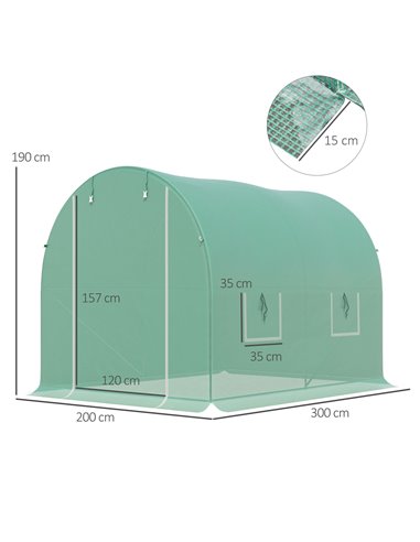 Outsunny Walk-in Greenhouse, 3 x 2 M-Green 845-155