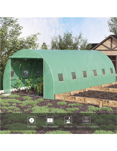 Outsunny 6 x 3 x 2 m Large Walk-In Greenhouse Garden Polytunnel Greenhouse with Steel Frame, Zippered Door and Roll Up Windows,  - pic 37790 | FastDaddyshop