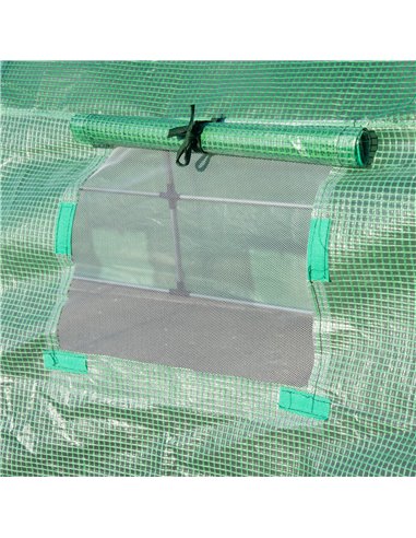 Outsunny 6 x 3 x 2 m Large Walk-In Greenhouse Garden Polytunnel Greenhouse with Steel Frame, Zippered Door and Roll Up Windows, 