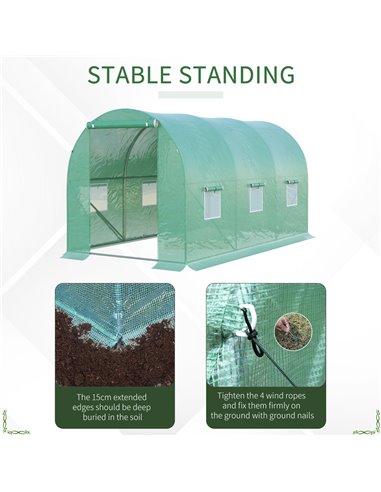Outsunny 4L x 2W x 2H Polytunnel Greenhouse, Green 845-157