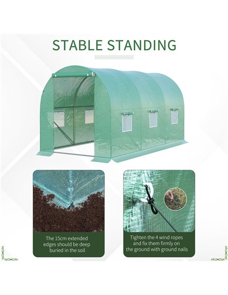 Outsunny 4L x 2W x 2H Polytunnel Greenhouse, Green 845-157 - pic 37797 | FastDaddyshop