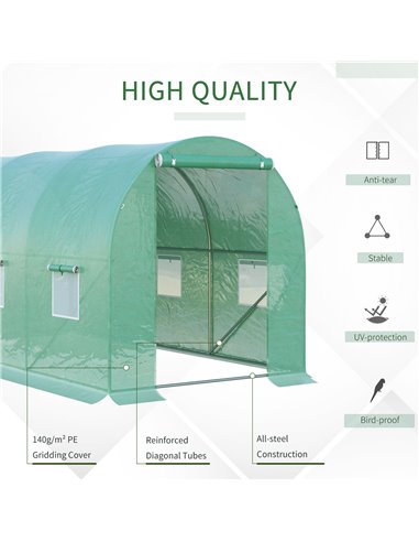 Outsunny 4L x 2W x 2H Polytunnel Greenhouse Garden Flower Vegetable Planter 25mm Diameter Galvanised Steel Frame w/ Zipped Door-
