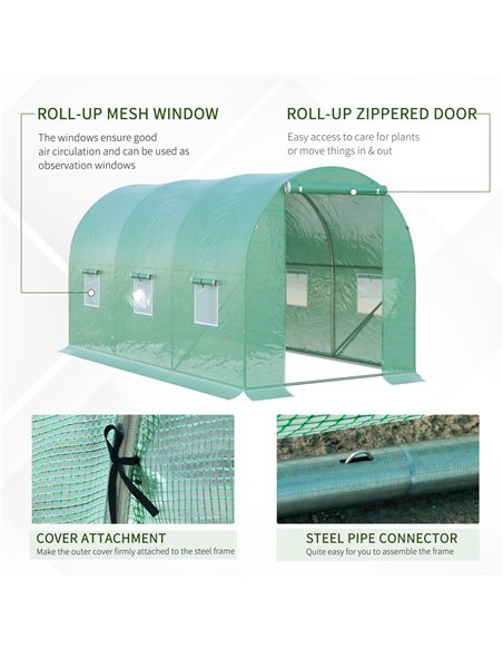 Outsunny 4L x 2W x 2H Polytunnel Greenhouse Garden Flower Vegetable Planter 25mm Diameter Galvanised Steel Frame w/ Zipped Door- - pic 37799 | FastDaddyshop