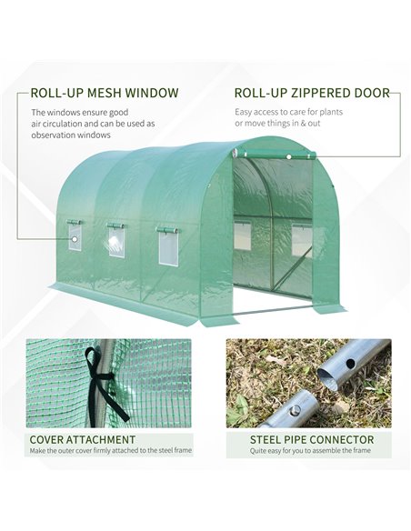 Outsunny 4L x 2W x 2H Polytunnel Greenhouse Garden Flower Vegetable Planter 25mm Diameter Galvanised Steel Frame w/ Zipped Door- - pic 37800 | FastDaddyshop