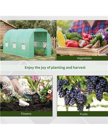 Outsunny 4L x 2W x 2H Polytunnel Greenhouse Garden Flower Vegetable Planter 25mm Diameter Galvanised Steel Frame w/ Zipped Door-