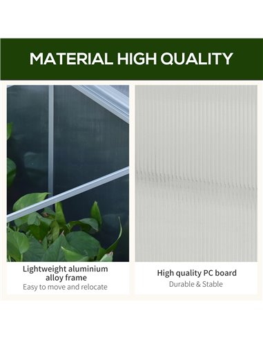 Outsunny Outdoor Polycarbonate Greenhouse, Grow House, Silver 845-083