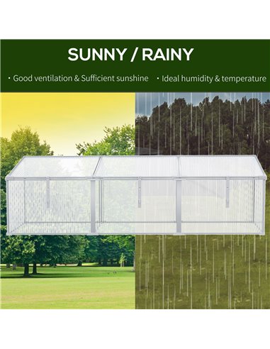 Outsunny Outdoor Greenhouse Polycarbonate Grow House Flower Vegetable Plants Raised Bed Garden Aluminium Cold Frame 180 x 51 x 5