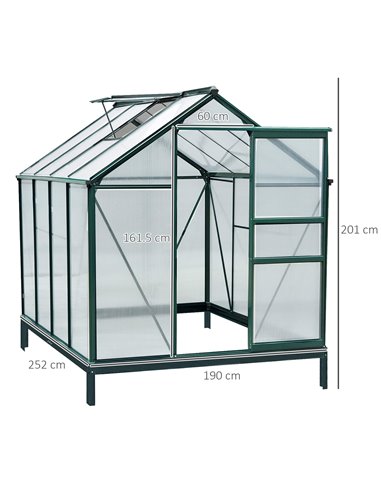 Outsunny Large Walk-In Aluminium Frame Greenhouse, 6 x 8 ft 845-059