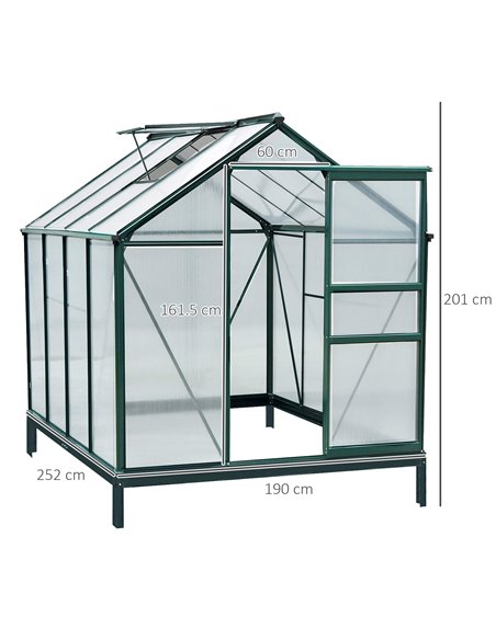Outsunny Large Walk-In Aluminium Frame Greenhouse, 6 x 8 ft 845-059 - pic 37814 | FastDaddyshop