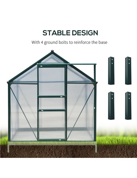 Outsunny Large Walk-In Greenhouse Aluminium Frame Greenhouse Garden Plants Grow Galvanized Base w/ Slide Door, 6 x 8 ft 845-059 - pic 37817 | FastDaddyshop