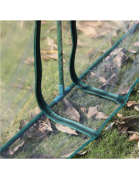 Outsunny Portable Small Greenhouse, Steel Frame with Zipper Doors,PVC Tunnel Greenhouse Plant Grow House, 350Lx100Wx80Hcm-Dark G - pic 37828 | FastDaddyshop